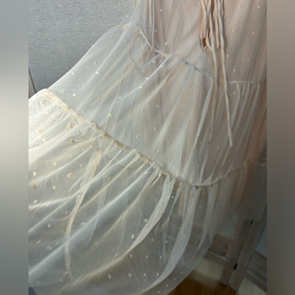 Blush Tulle Tiered Sheer Sleeve Babydoll Dress NWOT - Picture 7 of 16